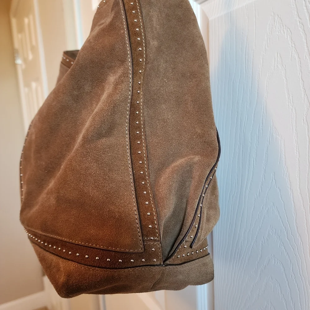 Ralph Lauren Baswick Brown Suede Hobo Bag